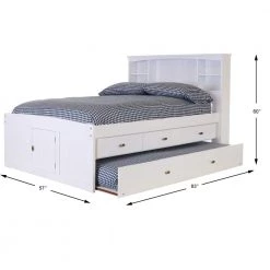 Mission Casual White Full Sized Captains Bookcase Bed with 3-Drawers and a Twin Trundle by OS Home and Office Furniture -OS Home Sales Shop casual white os home and office furniture kids beds 80221k3 22 4f 1000