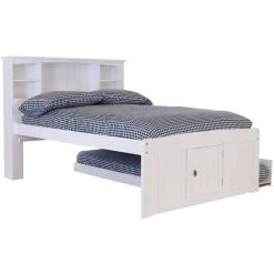 Mission Casual White Full Sized Captains Bookcase Bed with 3-Drawers and a Twin Trundle by OS Home and Office Furniture -OS Home Sales Shop casual white os home and office furniture kids beds 80221k3 22 fa 1000