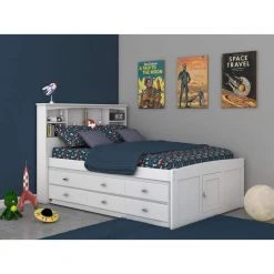 Mission Casual White Full Sized Captains Bookcase Bed with 6-Drawers by OS Home and Office Furniture -OS Home Sales Shop casual white os home and office furniture kids beds 80221k6 22 c3 1000