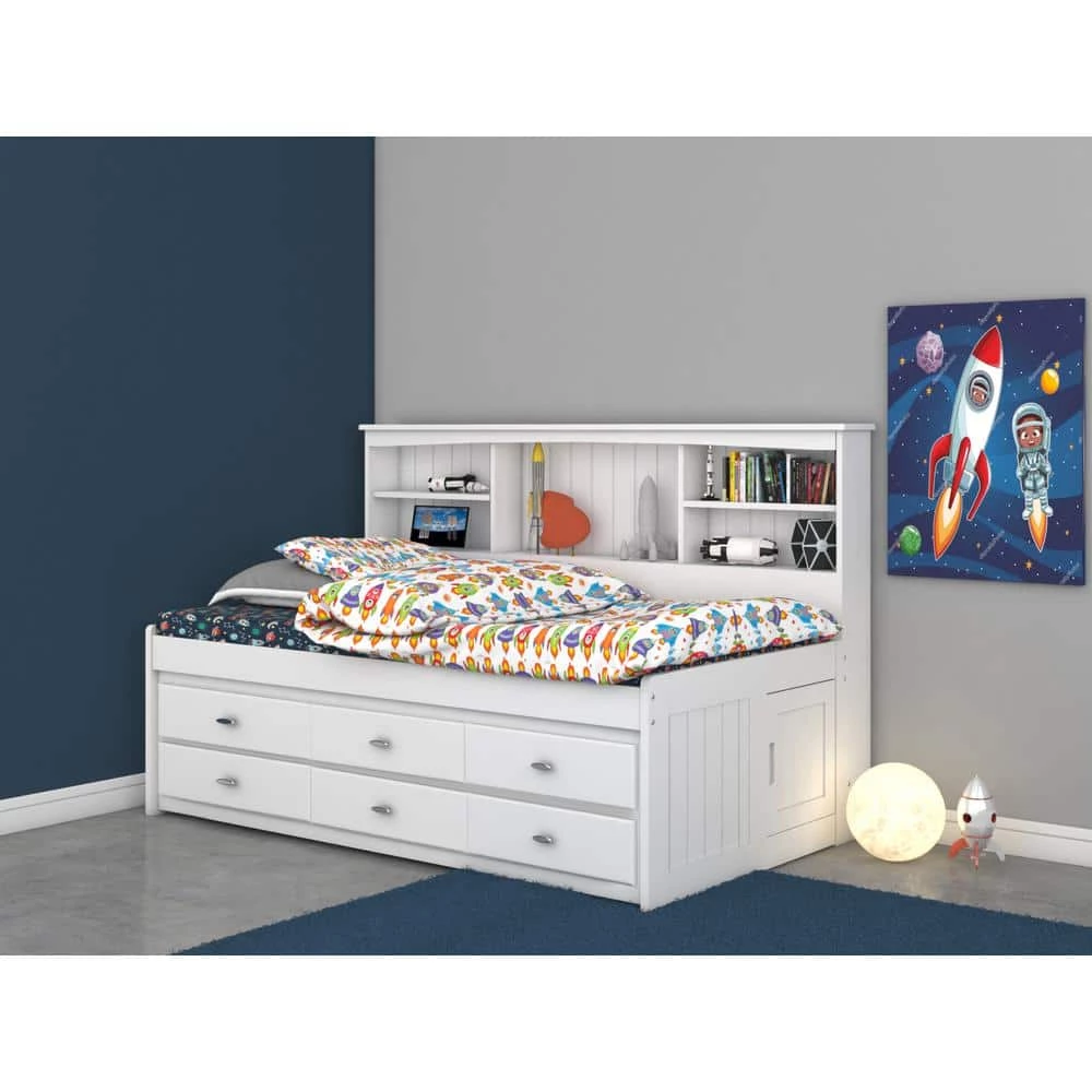 Mission Casual White Twin Sized Bookcase Daybed with 6-Drawers by OS Home and Office Furniture 6 Mission Casual White Twin Sized Bookcase Daybed with 6-Drawers by OS Home and Office Furniture - Image 4
