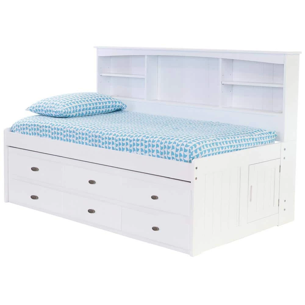 Mission Casual White Twin Sized Bookcase Daybed with 6-Drawers by OS Home and Office Furniture 3 Mission Casual White Twin Sized Bookcase Daybed with 6-Drawers by OS Home and Office Furniture
