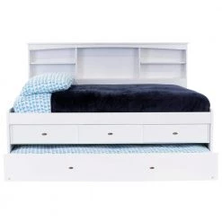 Mission Casual White Full Sized Bookcase Daybed with 3-Drawers and a Twin Trundle by OS Home and Office Furniture -OS Home Sales Shop casual white os home and office furniture kids beds 80223k3 22 44 1000