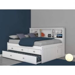 Mission Casual White Full Sized Bookcase Daybed with 3-Drawers and a Twin Trundle by OS Home and Office Furniture -OS Home Sales Shop casual white os home and office furniture kids beds 80223k3 22 c3 1000