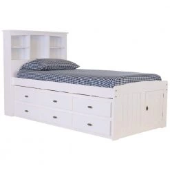 Casual White Series Twin Size Platform Bed Casual White with 12-Drawers by OS Home and Office Furniture