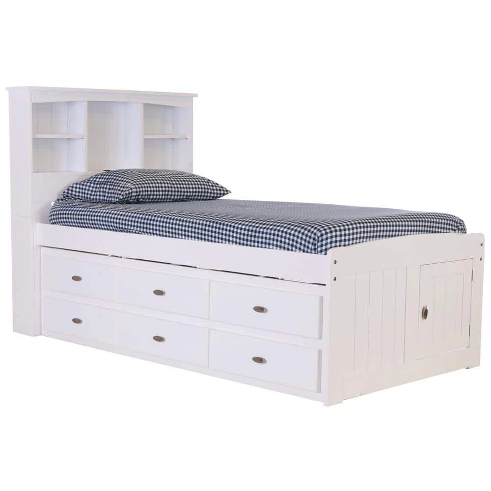 Casual White Series Twin Size Platform Bed Casual White with 12-Drawers by OS Home and Office Furniture 3 Casual White Series Twin Size Platform Bed Casual White with 12-Drawers by OS Home and Office Furniture