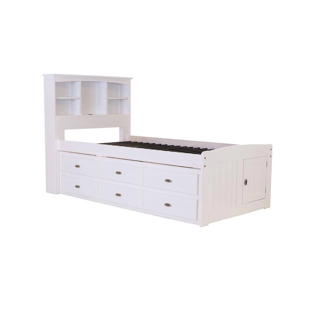 Casual White Series Twin Size Platform Bed Casual White with 12-Drawers by OS Home and Office Furniture 5 Casual White Series Twin Size Platform Bed Casual White with 12-Drawers by OS Home and Office Furniture - Image 3