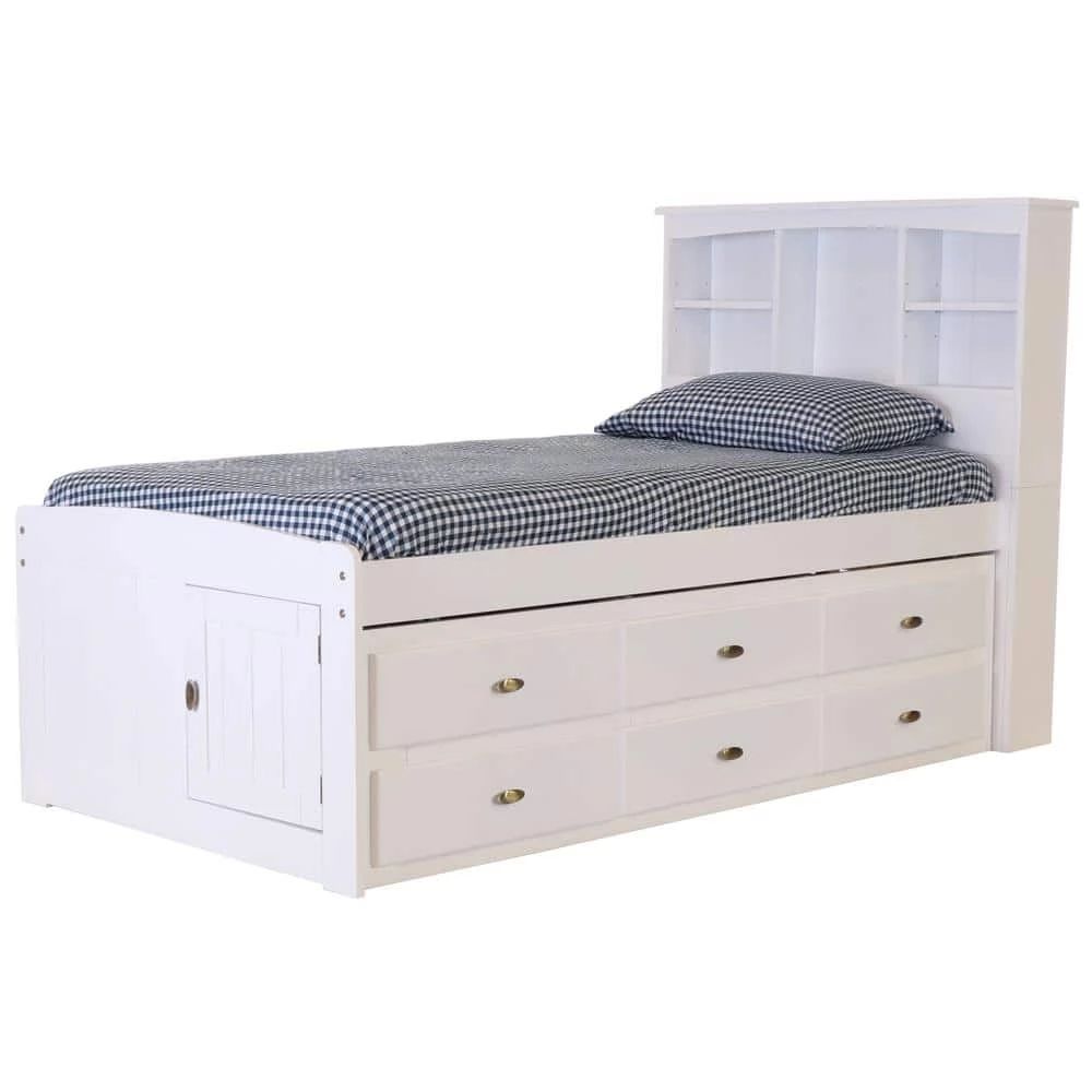 Casual White Series Twin Size Platform Bed Casual White with 12-Drawers by OS Home and Office Furniture 4 Casual White Series Twin Size Platform Bed Casual White with 12-Drawers by OS Home and Office Furniture - Image 2