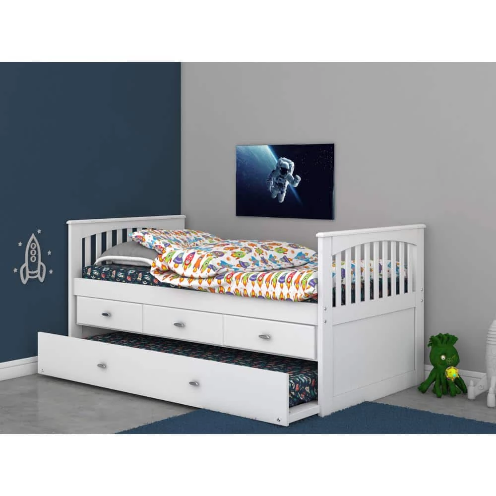 Casual White Series Twin Size Rake Bed Casual White with 3-Drawers by OS Home and Office Furniture 8 Casual White Series Twin Size Rake Bed Casual White with 3-Drawers by OS Home and Office Furniture - Image 6