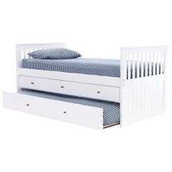 Casual White Series Twin Size Rake Bed Casual White with 3-Drawers by OS Home and Office Furniture