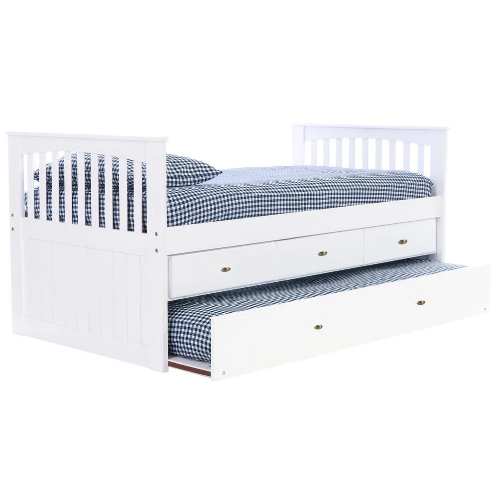 Casual White Series Twin Size Rake Bed Casual White with 3-Drawers by OS Home and Office Furniture 4 Casual White Series Twin Size Rake Bed Casual White with 3-Drawers by OS Home and Office Furniture - Image 2