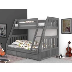 Charcoal Gray Series Charcoal Gray Twin Size Over Full Size Bunkbed with 3-Drawers by OS Home and Office Furniture -OS Home Sales Shop charcoal gray os home and office furniture bunk beds 3218 3 kd c3 1000