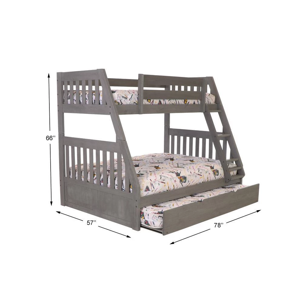 Charcoal Gray Series Charcoal Gray Twin Size over Full Size Bunkbed with Trundle Bed by OS Home and Office Furniture 6 Charcoal Gray Series Charcoal Gray Twin Size over Full Size Bunkbed with Trundle Bed by OS Home and Office Furniture - Image 4