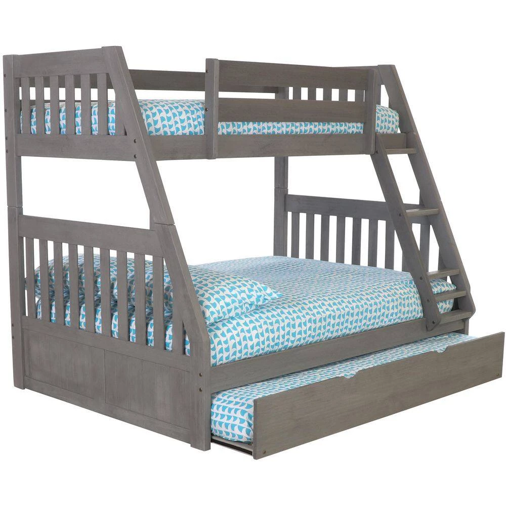 Charcoal Gray Series Charcoal Gray Twin Size over Full Size Bunkbed with Trundle Bed by OS Home and Office Furniture 4 Charcoal Gray Series Charcoal Gray Twin Size over Full Size Bunkbed with Trundle Bed by OS Home and Office Furniture - Image 2