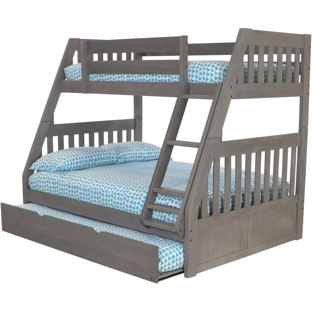 Charcoal Gray Series Charcoal Gray Twin Size over Full Size Bunkbed with Trundle Bed by OS Home and Office Furniture 9 Charcoal Gray Series Charcoal Gray Twin Size over Full Size Bunkbed with Trundle Bed by OS Home and Office Furniture - Image 7