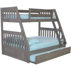 Charcoal Mission Gray Twin Over Full Staircase Bunkbed with Trundle by OS Home and Office Furniture
