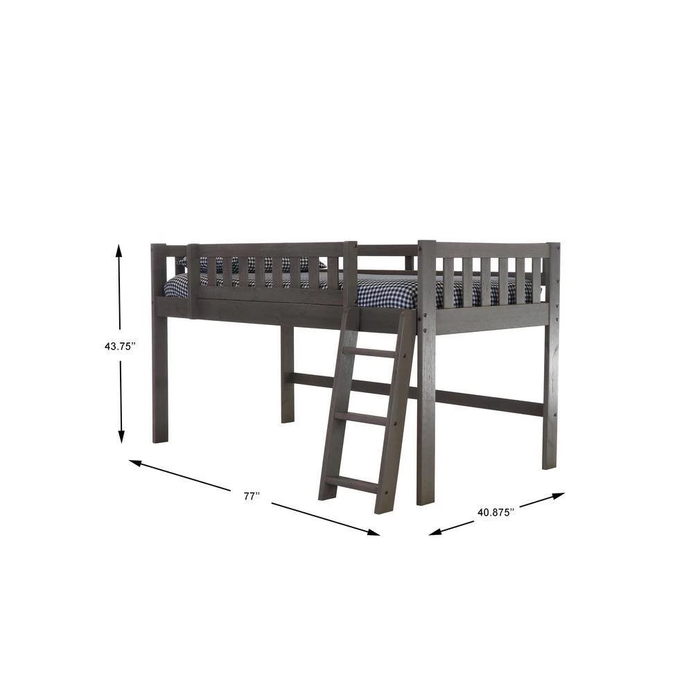 Charcoal Gray Series Charcoal Gray Twin Size Low Loft Bunkbed by OS Home and Office Furniture 6 Charcoal Gray Series Charcoal Gray Twin Size Low Loft Bunkbed by OS Home and Office Furniture - Image 4