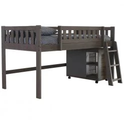 Charcoal Gray Series Charcoal Gray Twin Size Low Loft Bunkbed with 3-Drawer Chest by OS Home and Office Furniture