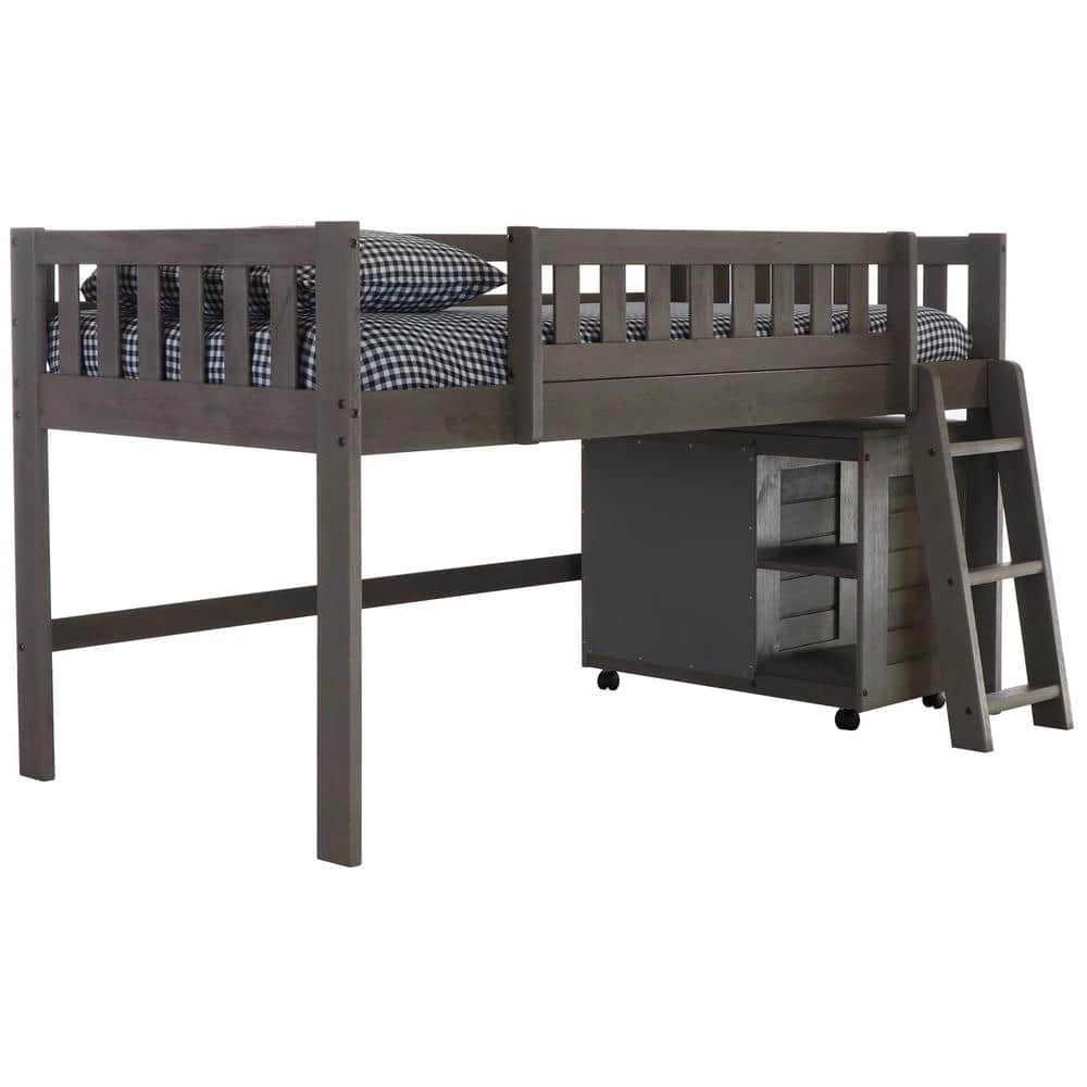 Charcoal Gray Series Charcoal Gray Twin Size Low Loft Bunkbed with 3-Drawer Chest by OS Home and Office Furniture 3 Charcoal Gray Series Charcoal Gray Twin Size Low Loft Bunkbed with 3-Drawer Chest by OS Home and Office Furniture