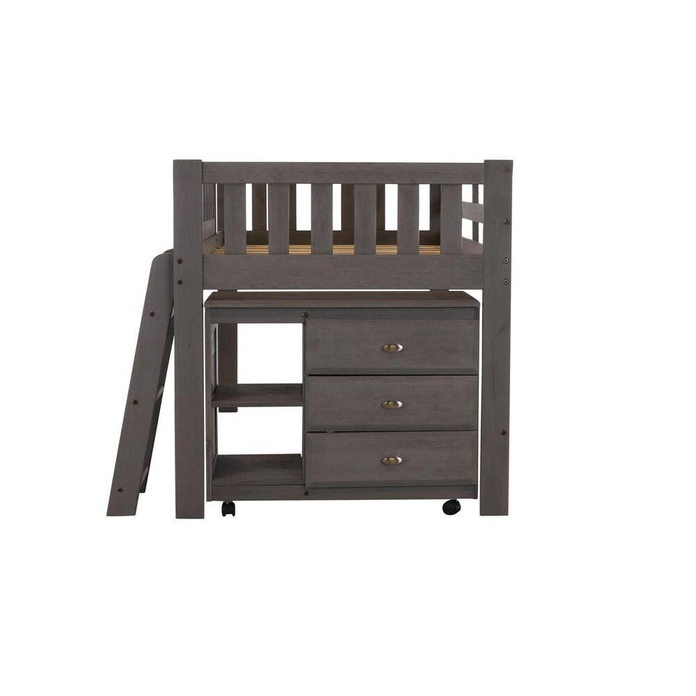 Charcoal Gray Series Charcoal Gray Twin Size Low Loft Bunkbed with 3-Drawer Chest by OS Home and Office Furniture 4 Charcoal Gray Series Charcoal Gray Twin Size Low Loft Bunkbed with 3-Drawer Chest by OS Home and Office Furniture - Image 2