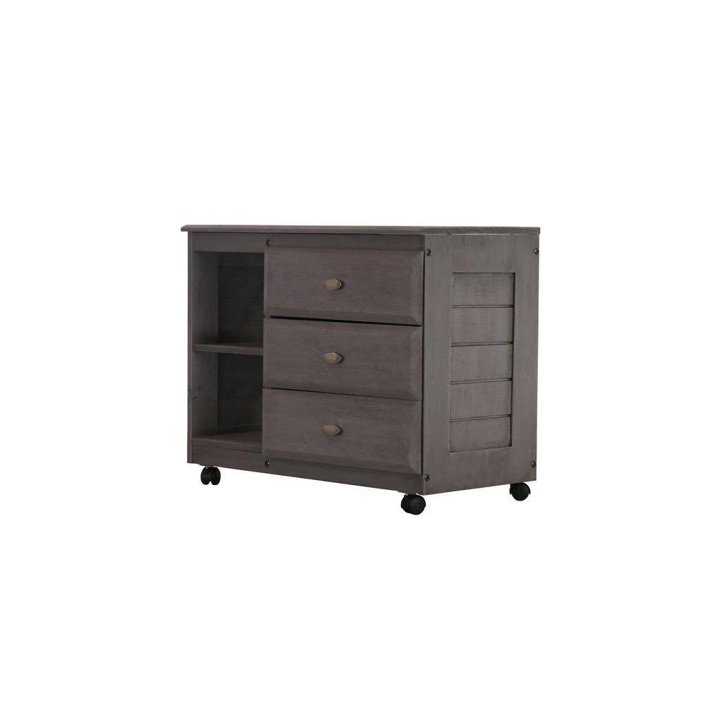 Charcoal Gray Series 3-Drawer Charcoal Gray Mobile Chest of Drawers 34 in. W x 27 in. H x 17 in. D by OS Home and Office Furniture 7 Charcoal Gray Series 3-Drawer Charcoal Gray Mobile Chest of Drawers 34 in. W x 27 in. H x 17 in. D by OS Home and Office Furniture - Image 5
