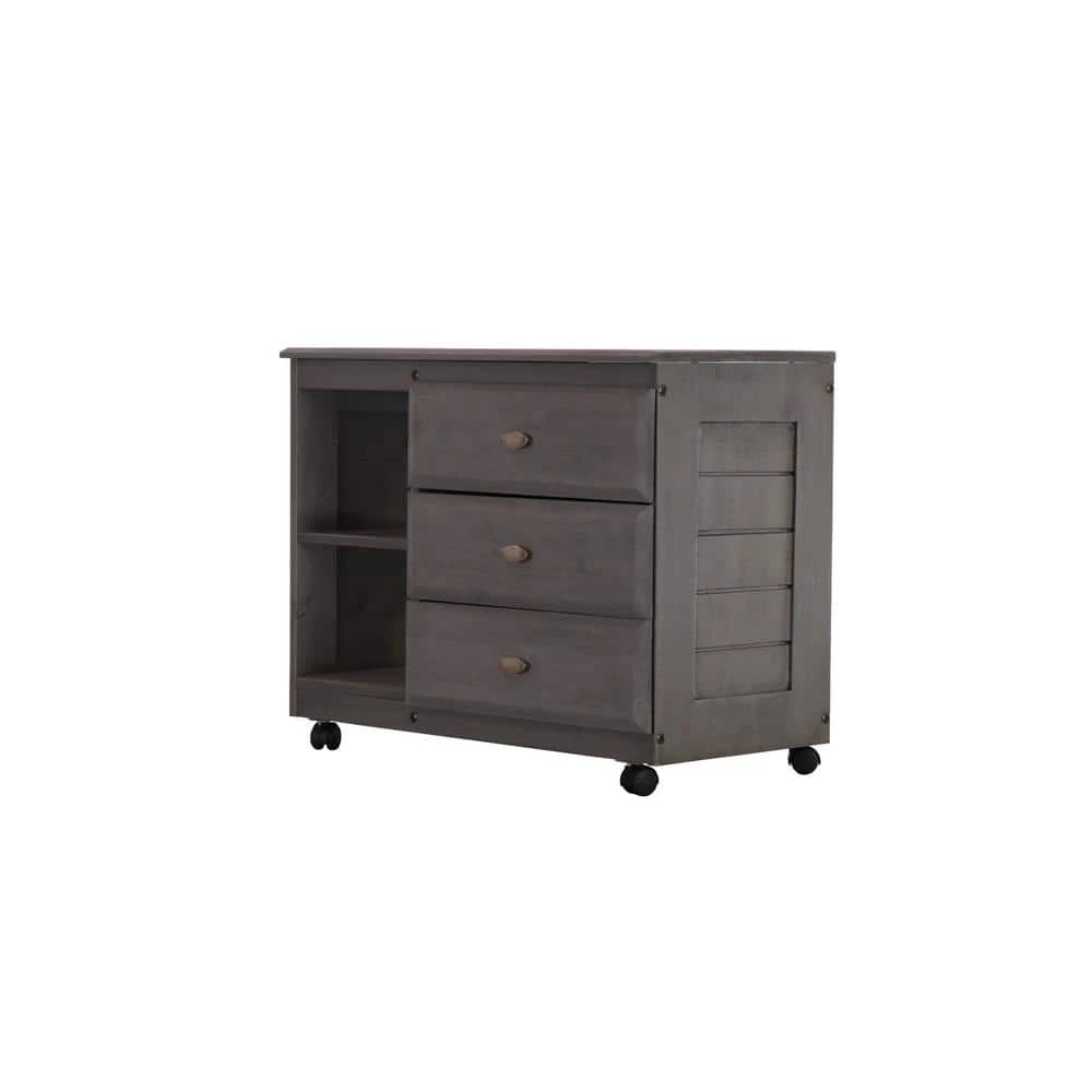 Charcoal Gray Series 3-Drawer Charcoal Gray Mobile Chest of Drawers 34 in. W x 27 in. H x 17 in. D by OS Home and Office Furniture 5 Charcoal Gray Series 3-Drawer Charcoal Gray Mobile Chest of Drawers 34 in. W x 27 in. H x 17 in. D by OS Home and Office Furniture - Image 3
