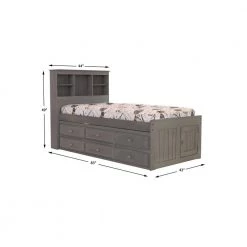 Mission Charcoal Gray Twin Sized Captains Bookcase Bed with Twelve-Drawers by OS Home and Office Furniture -OS Home Sales Shop charcoal gray os home and office furniture kids beds 83220k12 22 4f 1000
