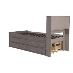 Mission Charcoal Gray Twin Sized Captains Bookcase Bed with Twelve-Drawers by OS Home and Office Furniture -OS Home Sales Shop charcoal gray os home and office furniture kids beds 83220k12 22 fa 1000