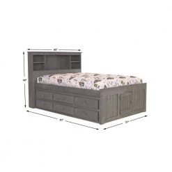 Mission Charcoal Gray Full Sized Captains Bookcase Bed with Twelve-Drawers by OS Home and Office Furniture -OS Home Sales Shop charcoal gray os home and office furniture kids beds 83221k12 22 4f 1000