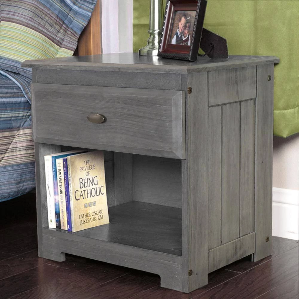 1-Drawer Charcoal Gray Nightstand 23 in. H x 23 in. W x 17 in. D by OS Home and Office Furniture 5 1-Drawer Charcoal Gray Nightstand 23 in. H x 23 in. W x 17 in. D by OS Home and Office Furniture - Image 3