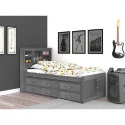Charcoal Gray Series Twin Size Platform Bed Charcoal Gray with 12-Drawers by OS Home and Office Furniture -OS Home Sales Shop charcoal gray os home and office furniture platform beds 3220 k12 kd c3 1000