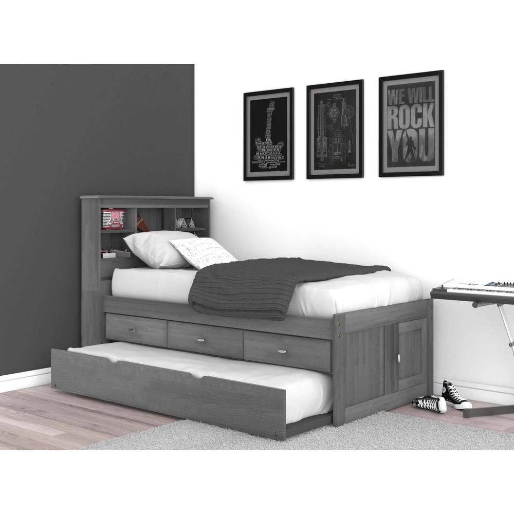 Charcoal Gray Series Twin Size Platform Bed Charcoal Gray with 3-Drawers by OS Home and Office Furniture 8 Charcoal Gray Series Twin Size Platform Bed Charcoal Gray with 3-Drawers by OS Home and Office Furniture - Image 6