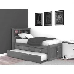 Charcoal Gray Series Twin Size Platform Bed Charcoal Gray with 3-Drawers by OS Home and Office Furniture