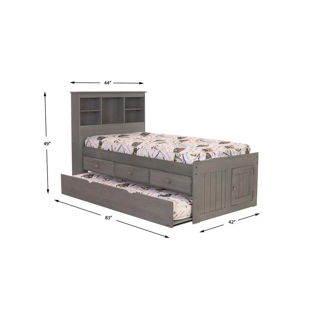 Charcoal Gray Series Twin Size Platform Bed Charcoal Gray with 3-Drawers by OS Home and Office Furniture 4 Charcoal Gray Series Twin Size Platform Bed Charcoal Gray with 3-Drawers by OS Home and Office Furniture - Image 2