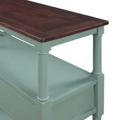 57 in. Rustic Wood Console Table Sofa Table with 3-Tier Open Storage-Shelf and 2-Drawers (Cherry+ Antique Blue) by Siavonce -OS Home Sales Shop cherry antique blue siavonce console tables t y wf199319aac d4 1000