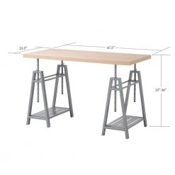47 in. Rectangular Cross Hatch Birch/Gray Standing Desk with Adjustable Height Feature by OS Home and Office Furniture -OS Home Sales Shop cross hatch birch gray os home and office furniture standing desks 22222 4f 1000