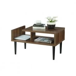 Mid 32 in. Danish Walnut Medium Rectangle Wood Coffee Table with Storage by OS Home and Office Furniture
