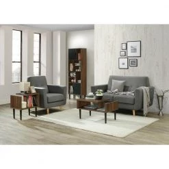 Mid 32 in. Danish Walnut Medium Rectangle Wood Coffee Table with Storage by OS Home and Office Furniture -OS Home Sales Shop danish walnut os home and office furniture coffee tables 41300 76 1000