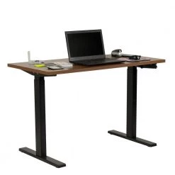 Height Adjustable 46 in Danish Walnut Melamine Manually Adjustable Height Desk by OS Home and Office Furniture