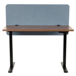 Height Adjustable 46 in. Danish Walnut Melamine Manually Adjustable Height Desk with Privacy Panel by OS Home and Office Furniture -OS Home Sales Shop danish walnut os home and office furniture standing desks 23004k 77 1000