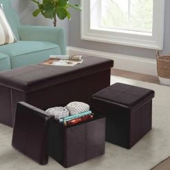 Dark Brown 3-Piece Storage Ottoman by OS Home and Office Furniture -OS Home Sales Shop dark brown os home and office furniture ottomans 514 31 1000