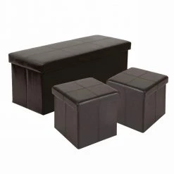 Dark Brown 3-Piece Storage Ottoman by OS Home and Office Furniture