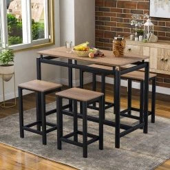 5-Piece Dark Brown Rectangle Wood Top Counter Height Table Set Dining Table with 4-Chairs by Siavonce -OS Home Sales Shop dark brown siavonce dining room sets t y wf196232aap 31 1000
