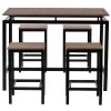 5-Piece Dark Brown Rectangle Wood Top Counter Height Table Set Dining Table with 4-Chairs by Siavonce