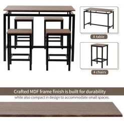 5-Piece Dark Brown Rectangle Wood Top Counter Height Table Set Dining Table with 4-Chairs by Siavonce -OS Home Sales Shop dark brown siavonce dining room sets t y wf196232aap fa 1000