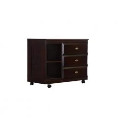 Dark Espresso Series 3-Drawer Dark Espresso Mobile Chest of Drawers 34 in. W x 27 in. H x 17 in. D by OS Home and Office Furniture