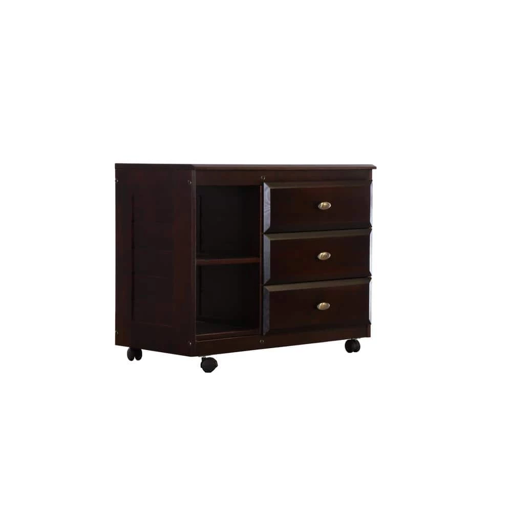 Dark Espresso Series 3-Drawer Dark Espresso Mobile Chest of Drawers 34 in. W x 27 in. H x 17 in. D by OS Home and Office Furniture 3 Dark Espresso Series 3-Drawer Dark Espresso Mobile Chest of Drawers 34 in. W x 27 in. H x 17 in. D by OS Home and Office Furniture