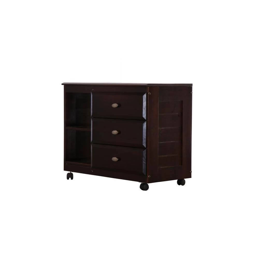 Dark Espresso Series 3-Drawer Dark Espresso Mobile Chest of Drawers 34 in. W x 27 in. H x 17 in. D by OS Home and Office Furniture 4 Dark Espresso Series 3-Drawer Dark Espresso Mobile Chest of Drawers 34 in. W x 27 in. H x 17 in. D by OS Home and Office Furniture - Image 2