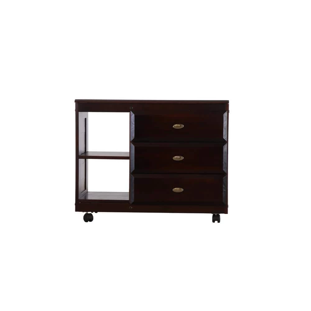 Dark Espresso Series 3-Drawer Dark Espresso Mobile Chest of Drawers 34 in. W x 27 in. H x 17 in. D by OS Home and Office Furniture 5 Dark Espresso Series 3-Drawer Dark Espresso Mobile Chest of Drawers 34 in. W x 27 in. H x 17 in. D by OS Home and Office Furniture - Image 3