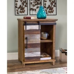 Antique Barn Wood Accent Cabinet Fully Assembled with 4-Drawers and 2-Shelves with a Fashionable Barn Style Sliding door by OS Home and Office Furniture -OS Home Sales Shop distressed antique barn wood os home and office furniture accent cabinets 475053 a0 1000