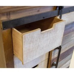 Antique Barn Wood Accent Cabinet Fully Assembled with 4-Drawers and 2-Shelves with a Fashionable Barn Style Sliding door by OS Home and Office Furniture -OS Home Sales Shop distressed antique barn wood os home and office furniture accent cabinets 475053 d4 1000